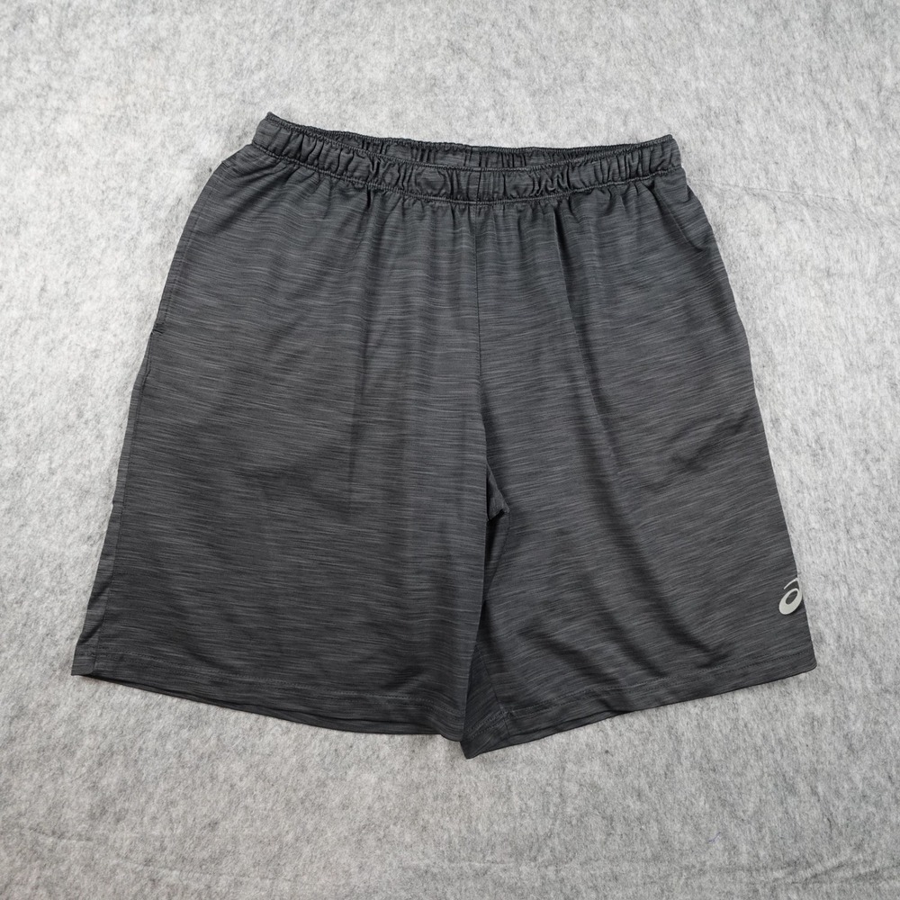 Asics Shorts Mens Large Black Space Dye Heathered Athletic Training Gym Workout